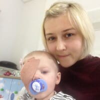 CHECT photo - Noah after his surgery with mum Gemma