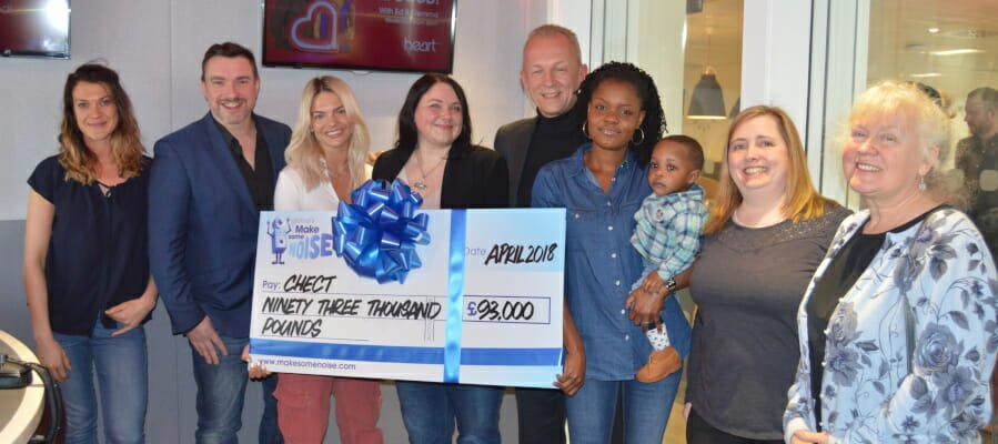 CHECT photo - cheque presentation at Global Make Some Noise HQ in Birmingham