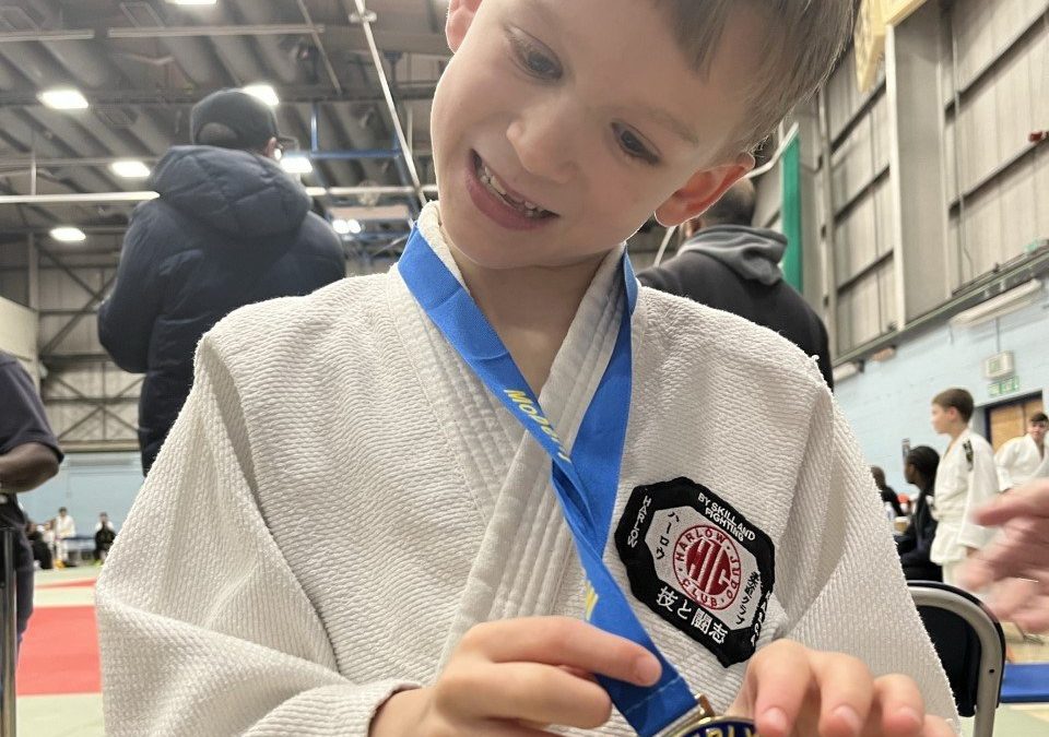 Jacob with his medal