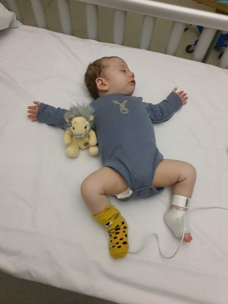 Thomas laying down at hospital