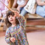 A child waving
