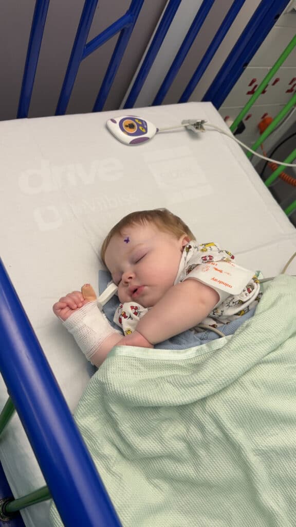 Lila is asleep in hospital